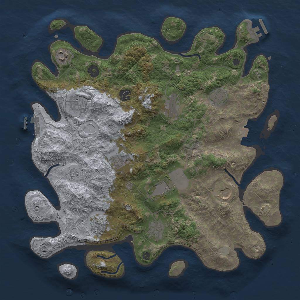 Rust Map: Procedural Map, Size: 3750, Seed: 1661274487, 18 Monuments