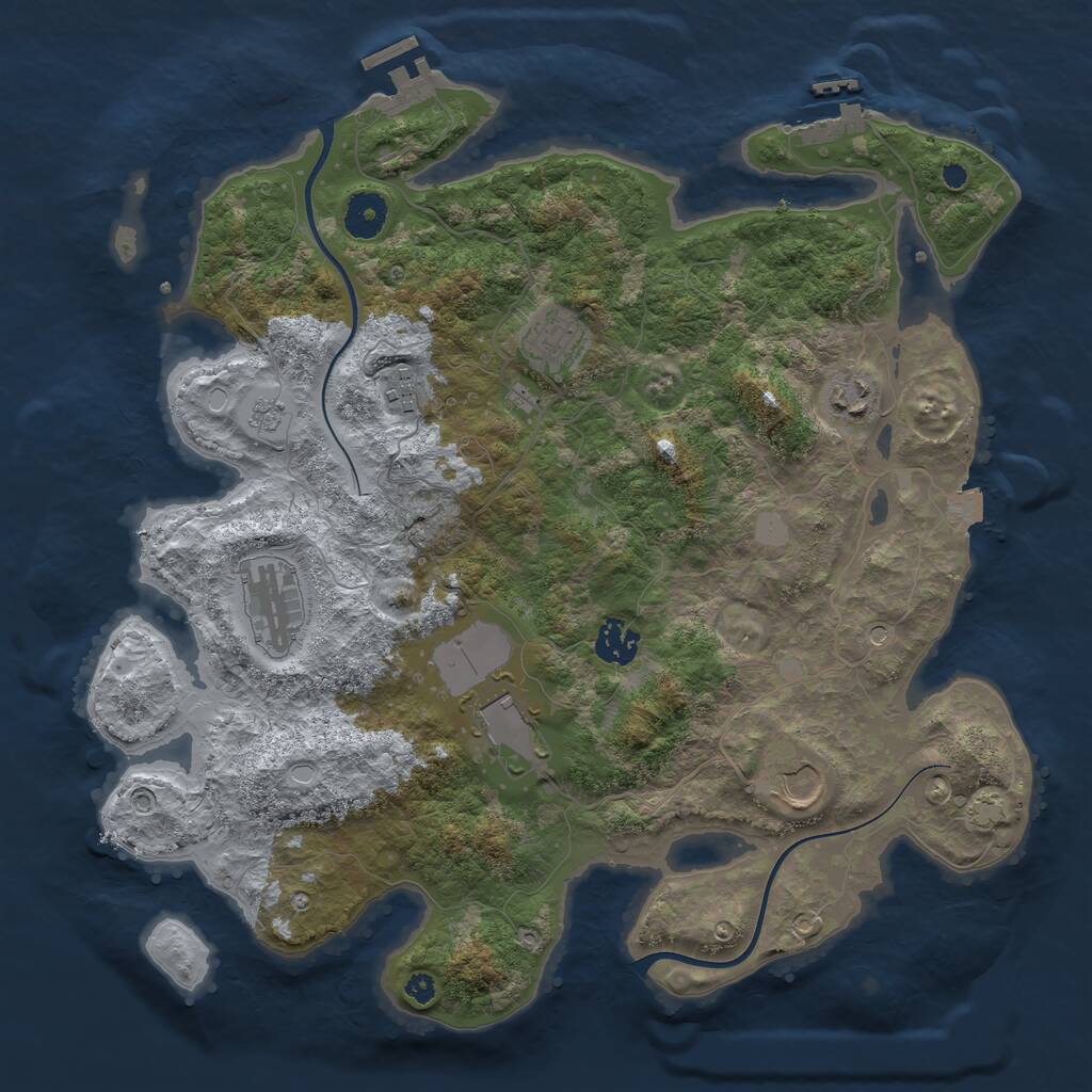 Rust Map: Procedural Map, Size: 3700, Seed: 6062024, 13 Monuments