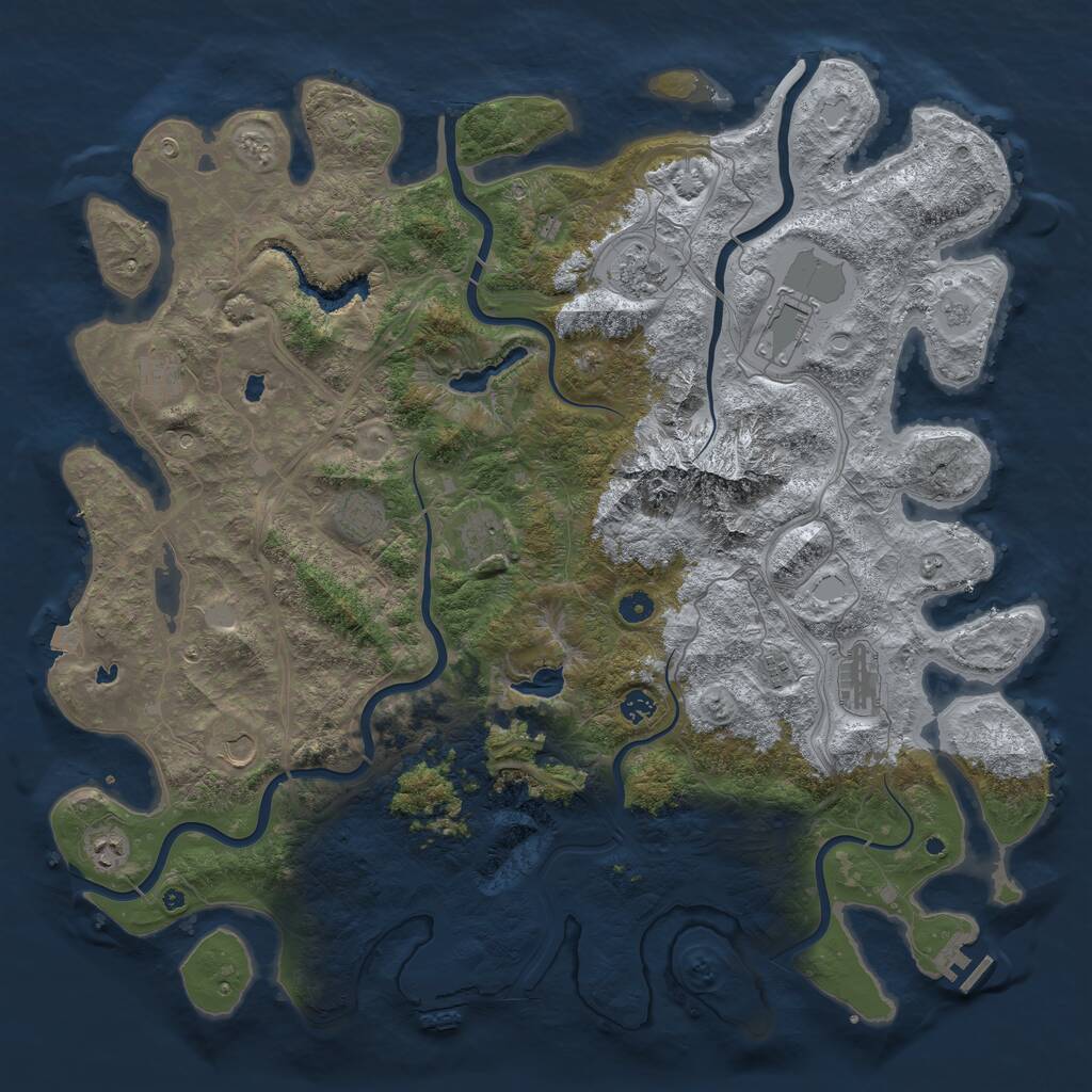 Rust Map: Procedural Map, Size: 5000, Seed: 672421557, 16 Monuments