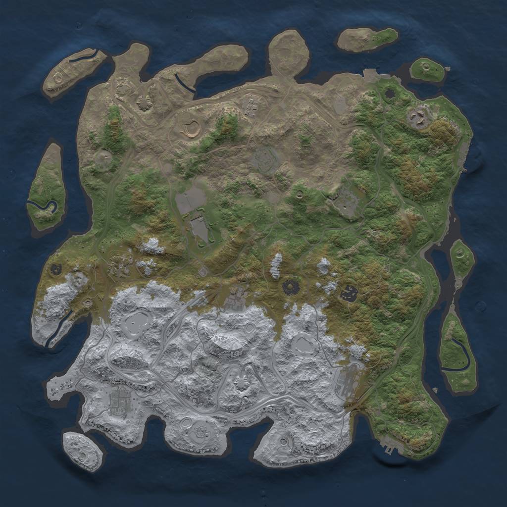 Rust Map: Procedural Map, Size: 4500, Seed: 296068666, 19 Monuments