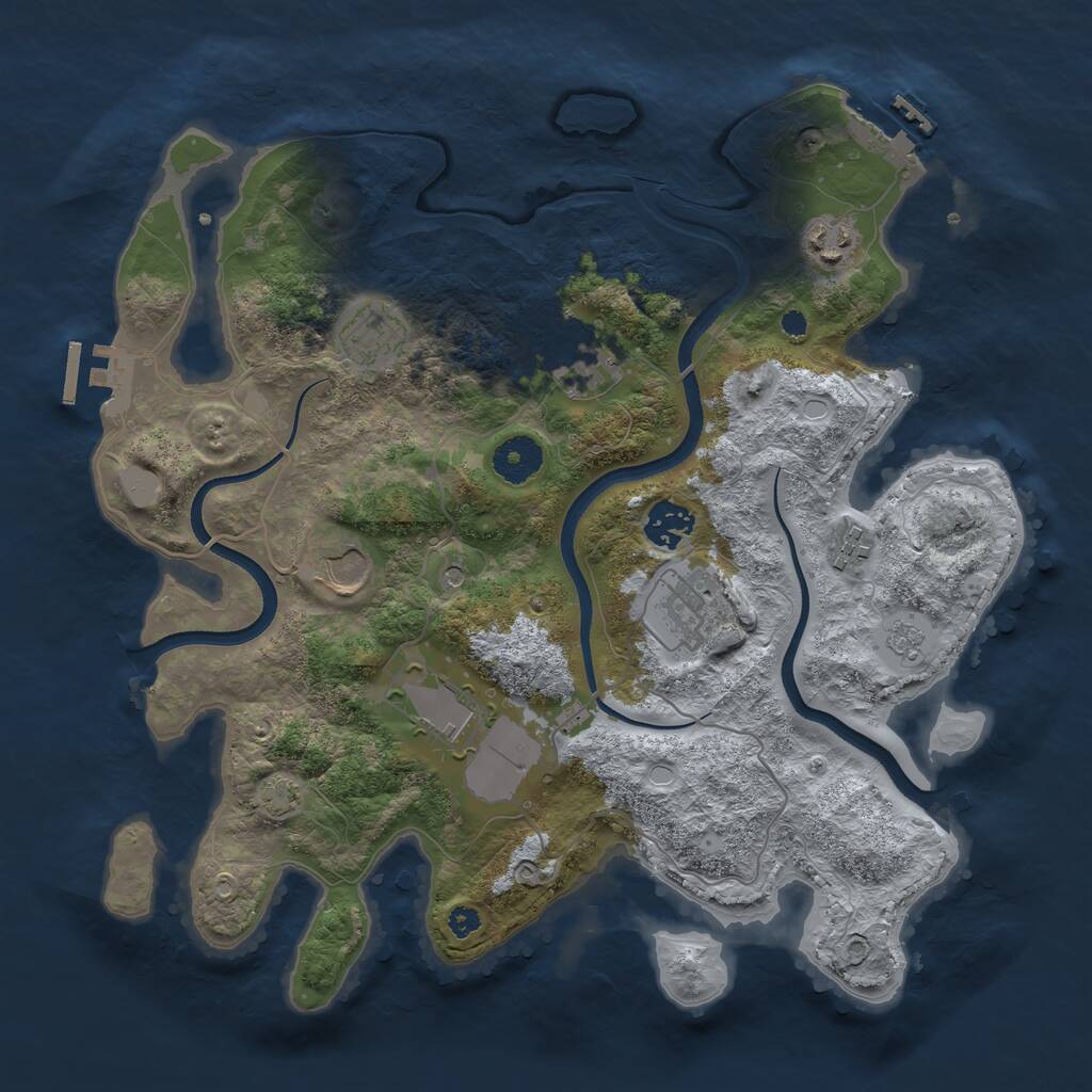 Rust Map: Procedural Map, Size: 3500, Seed: 2100604386, 14 Monuments