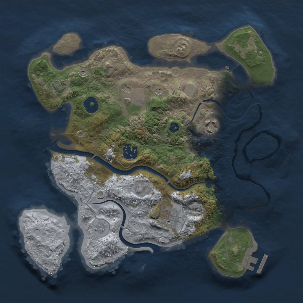 Rust Map: Procedural Map, Size: 3000, Seed: 20227, 9 Monuments