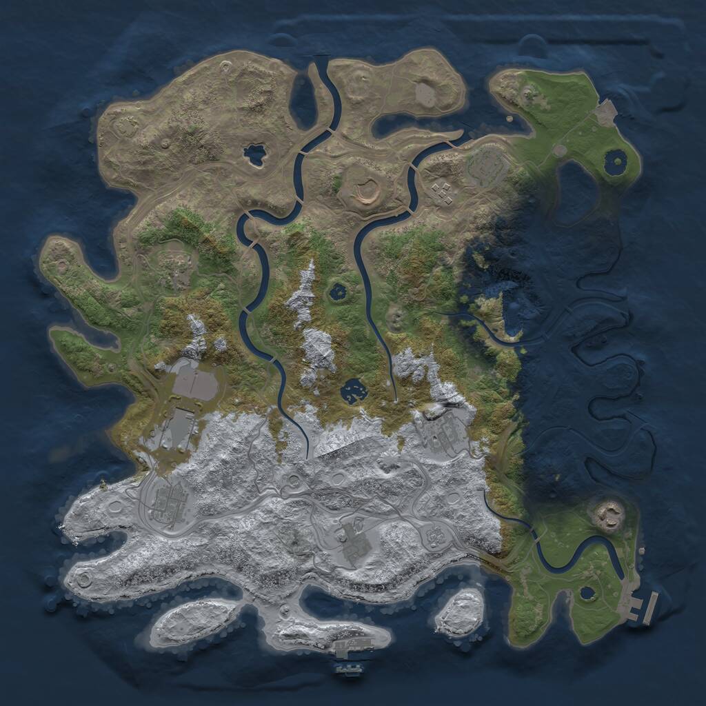 Rust Map: Procedural Map, Size: 4250, Seed: 1390868543, 16 Monuments