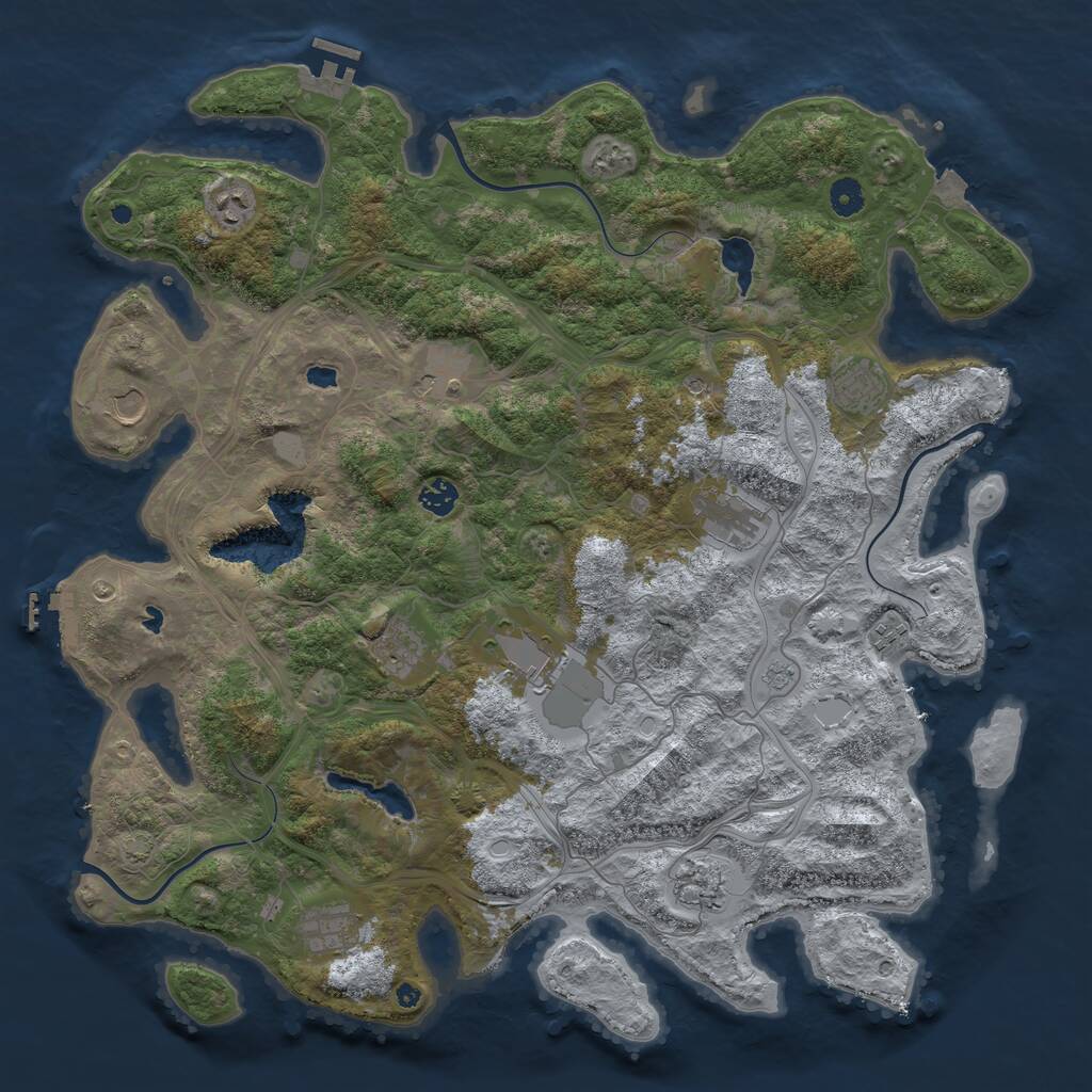 Rust Map: Procedural Map, Size: 4500, Seed: 31050, 17 Monuments