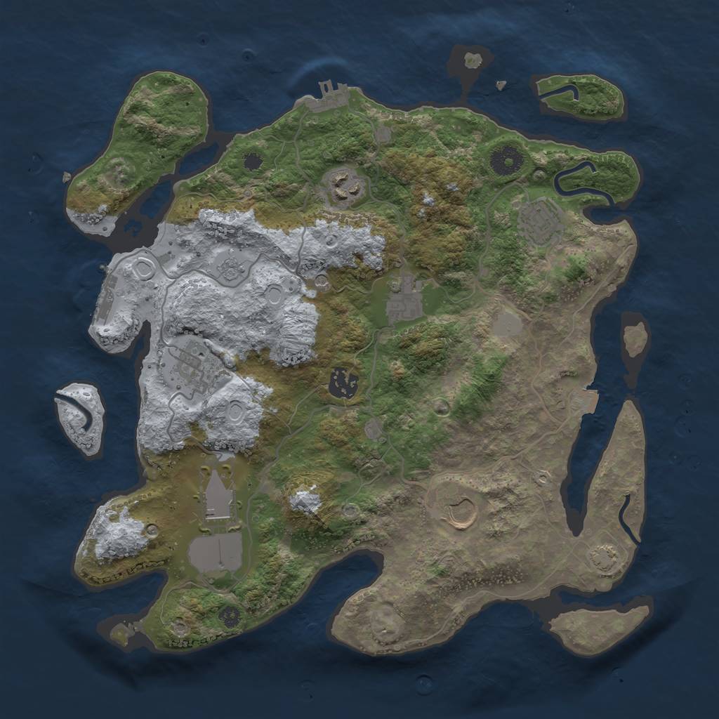 Rust Map: Procedural Map, Size: 3500, Seed: 1145355601, 15 Monuments