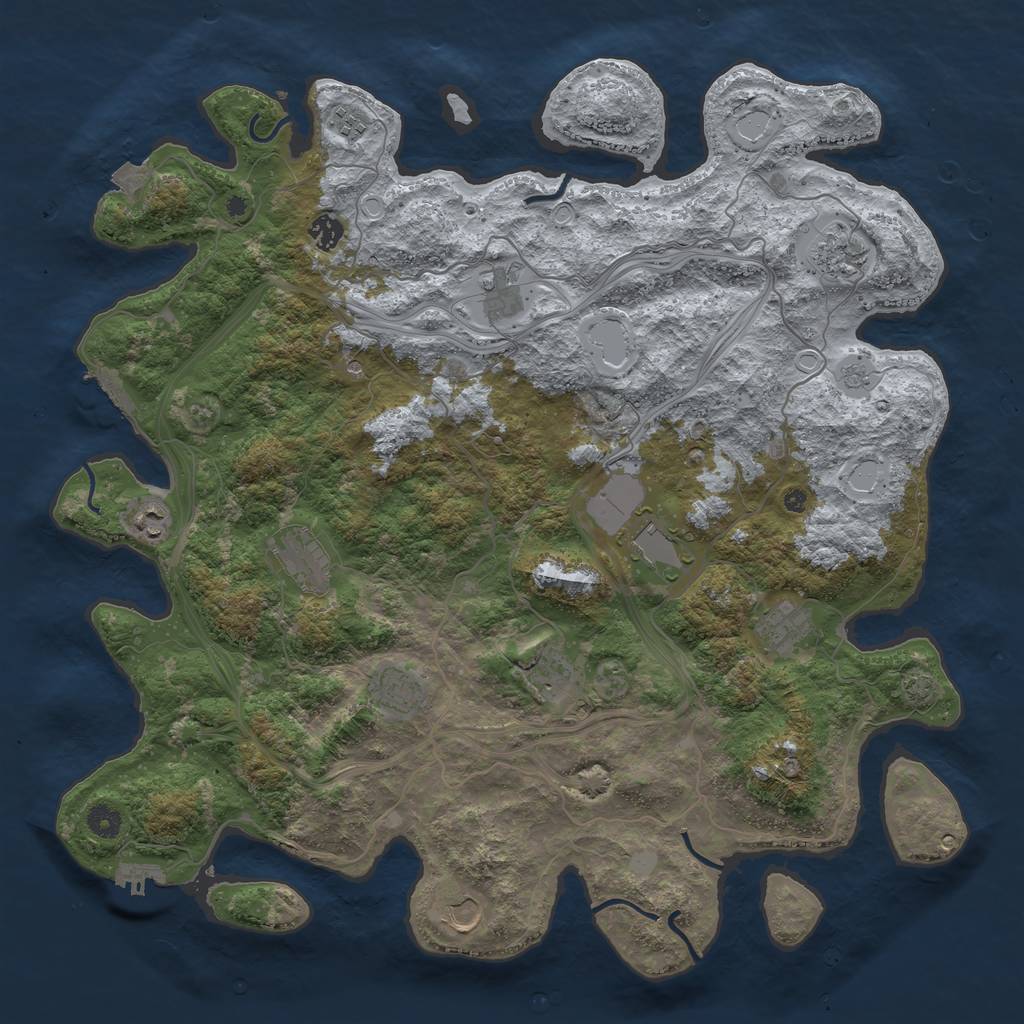 Rust Map: Procedural Map, Size: 4500, Seed: 1723482790, 19 Monuments