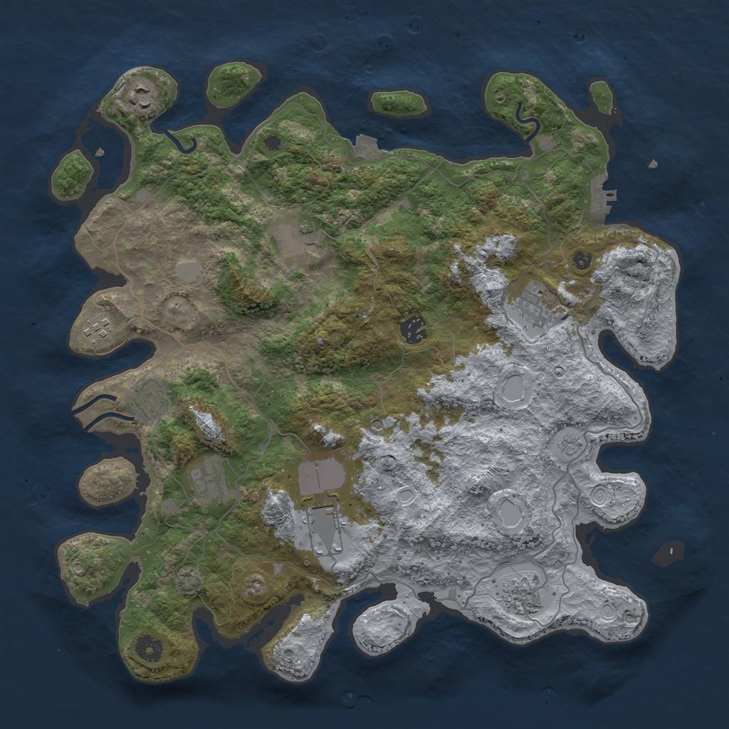 Rust Map: Procedural Map, Size: 4000, Seed: 32254566, 16 Monuments