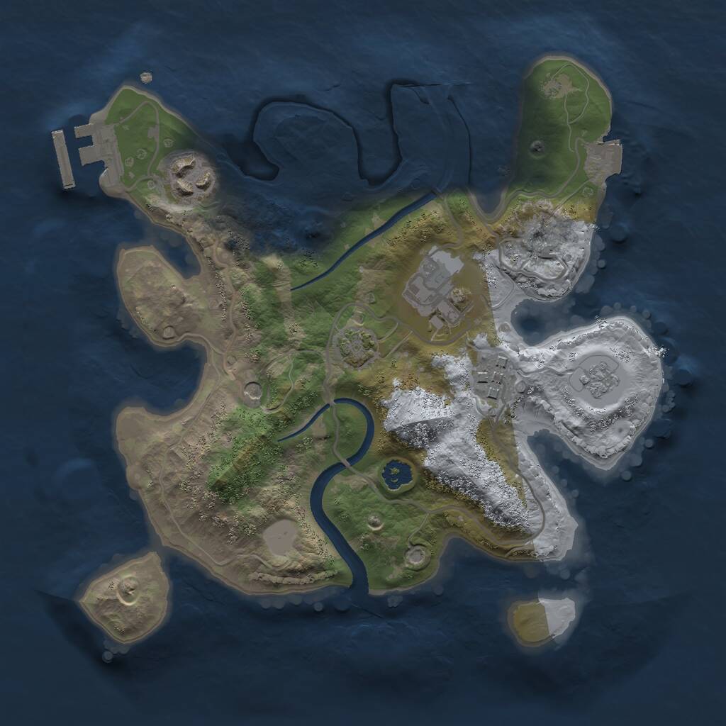 Rust Map: Procedural Map, Size: 2500, Seed: 5233, 8 Monuments