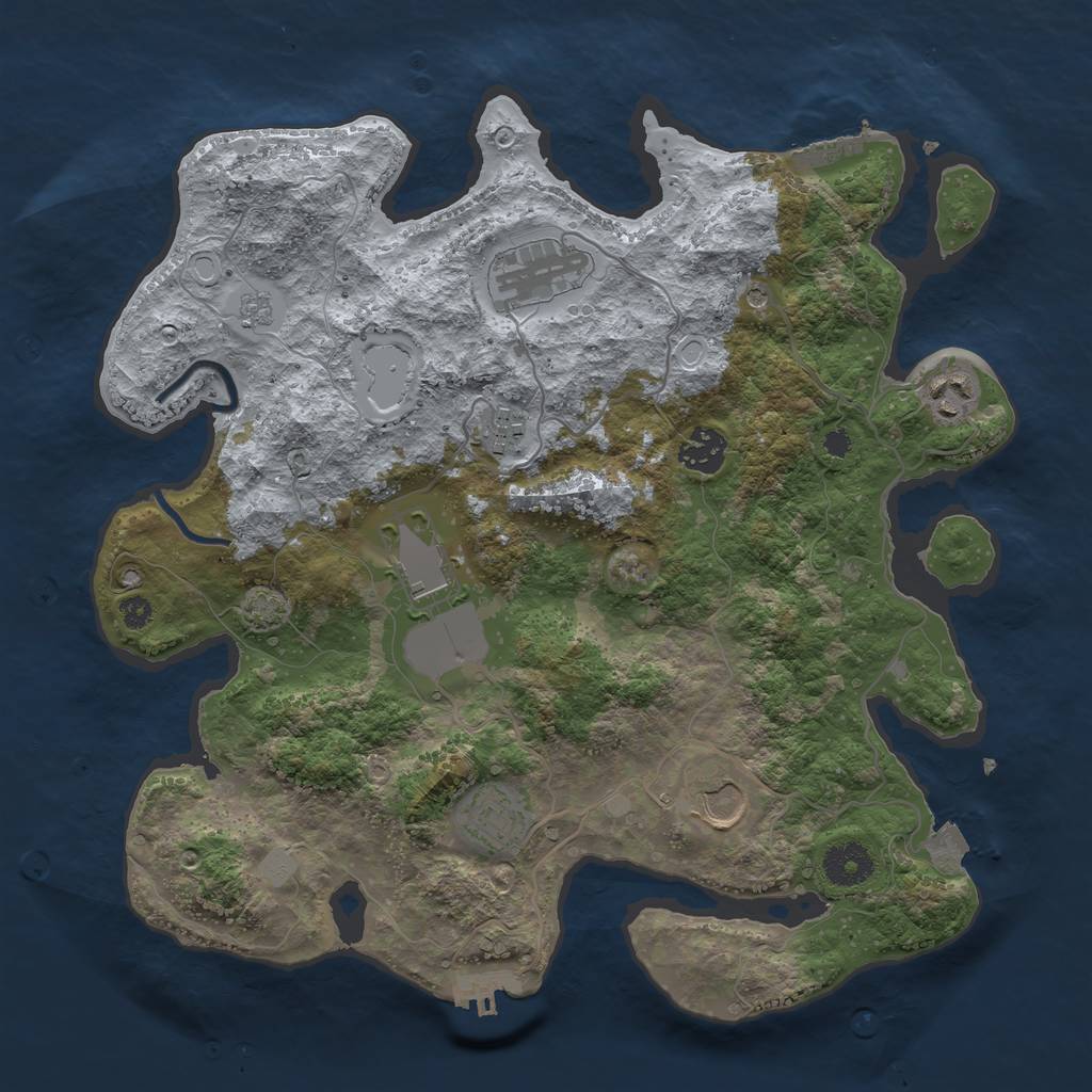Rust Map: Procedural Map, Size: 3500, Seed: 1097388845, 15 Monuments