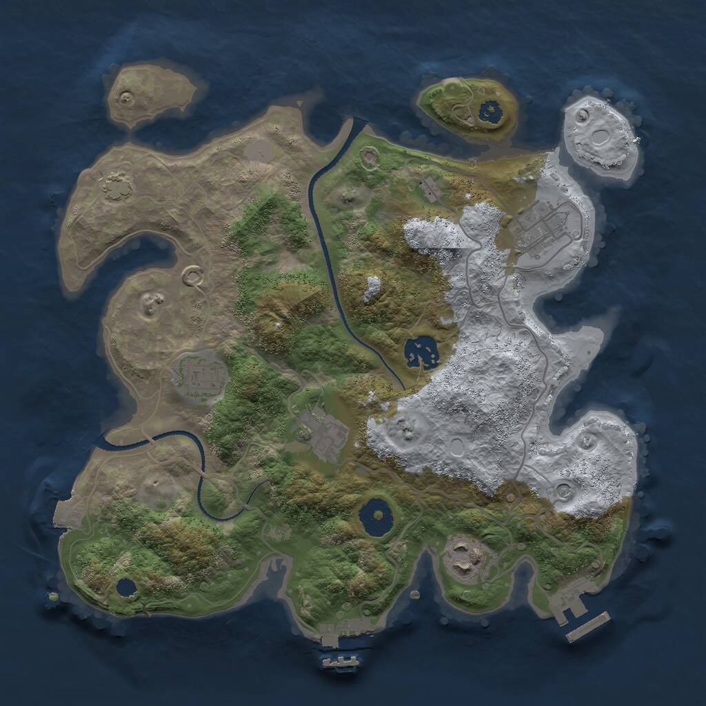 Rust Map: Procedural Map, Size: 3000, Seed: 27660, 10 Monuments