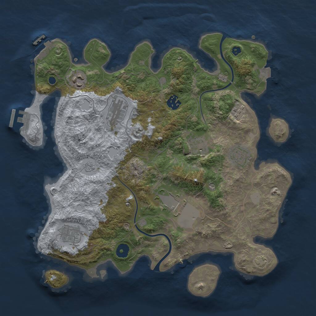 Rust Map: Procedural Map, Size: 3500, Seed: 1795725544, 14 Monuments