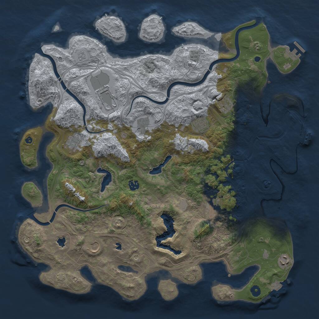 Rust Map: Procedural Map, Size: 4500, Seed: 1954002833, 16 Monuments
