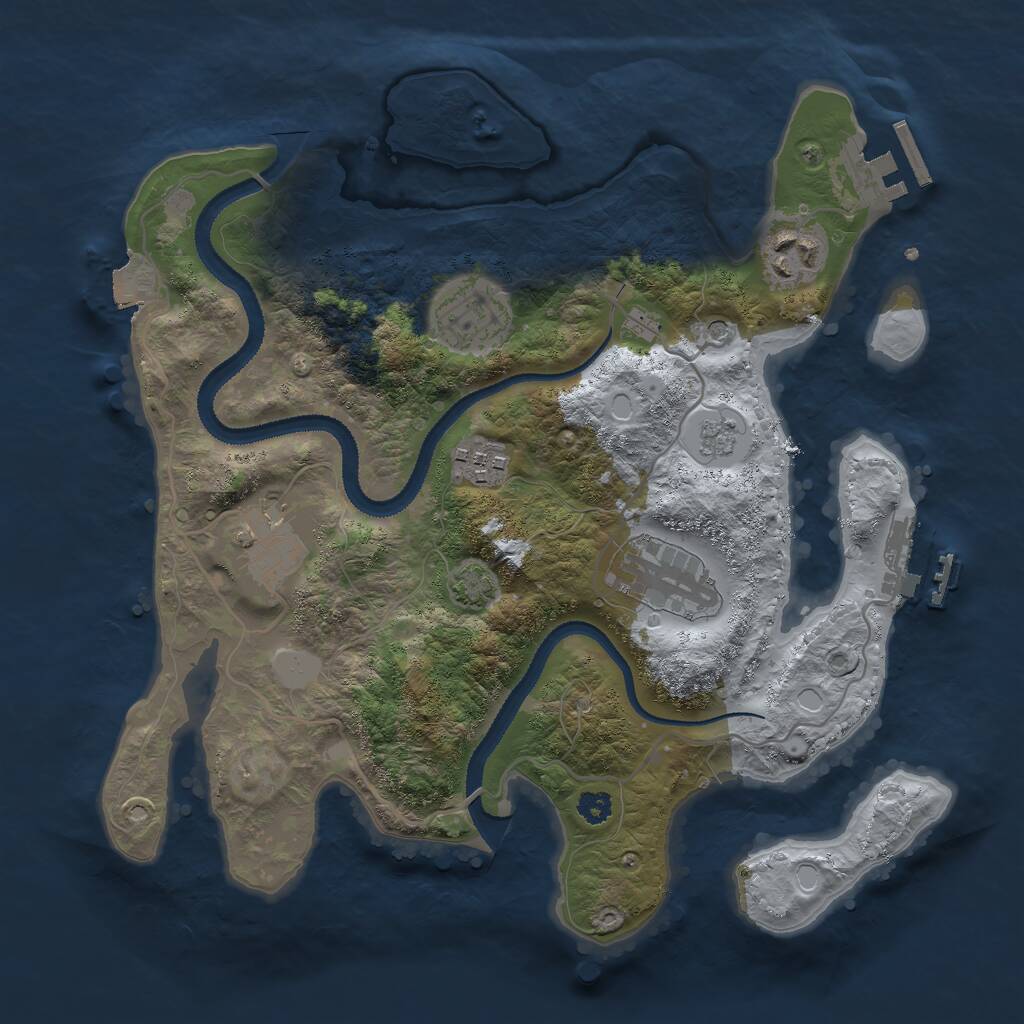 Rust Map: Procedural Map, Size: 3000, Seed: 912845728, 11 Monuments