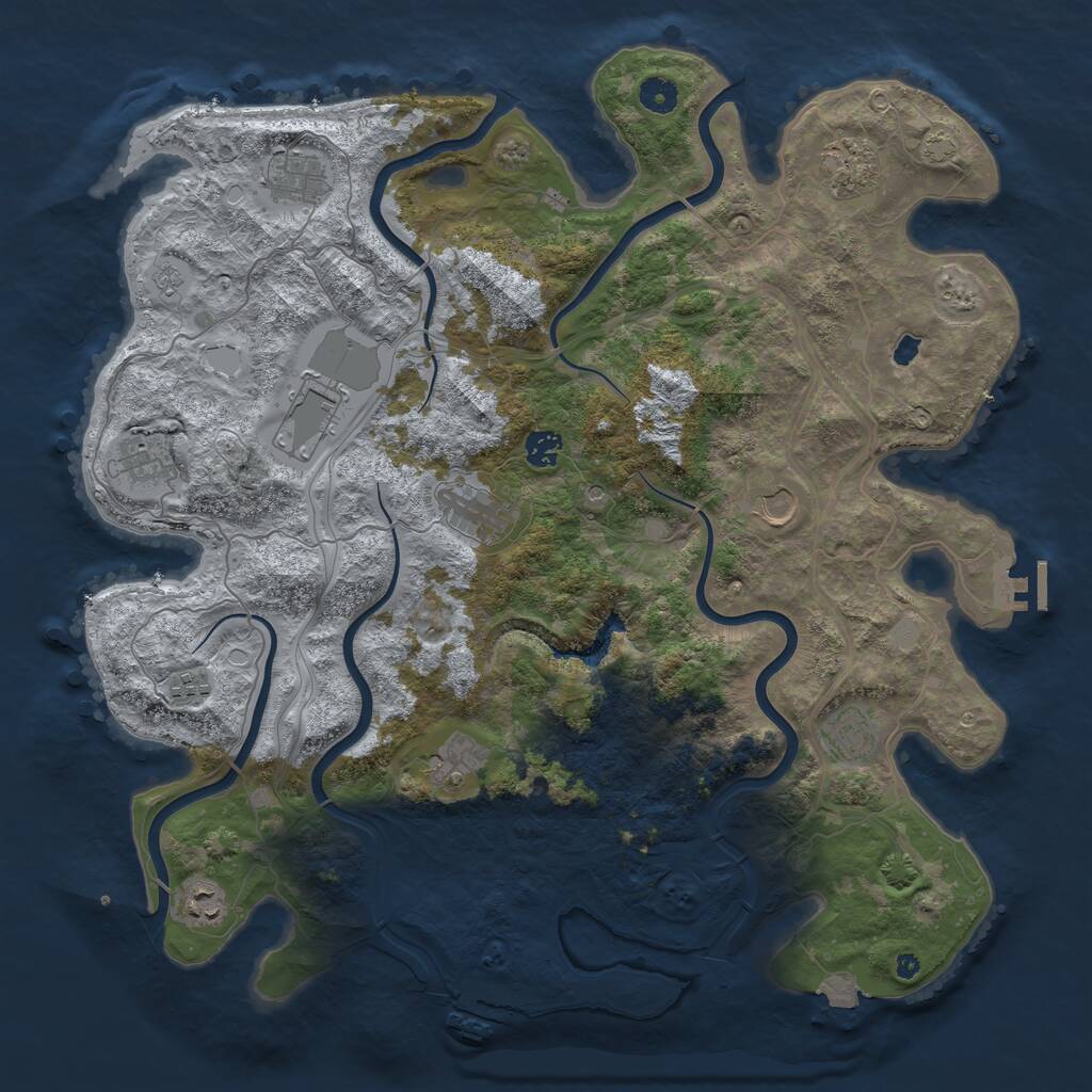Rust Map: Procedural Map, Size: 4350, Seed: 794842926, 17 Monuments