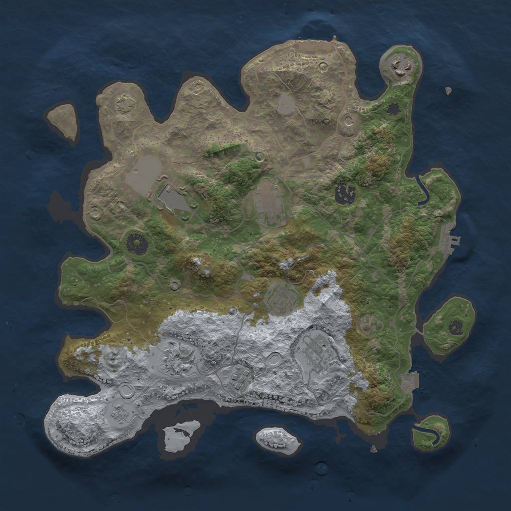 Rust Map: Procedural Map, Size: 3500, Seed: 1388969701, 16 Monuments