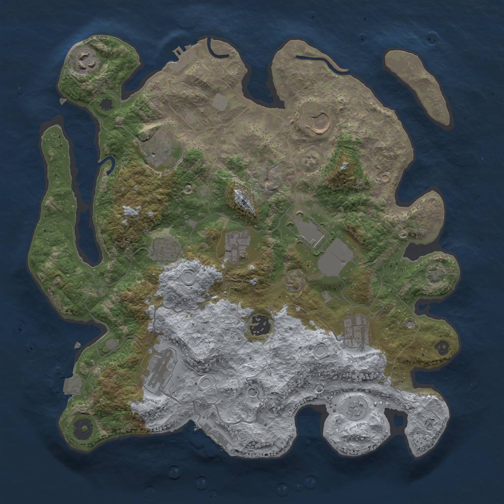 Rust Map: Procedural Map, Size: 3600, Seed: 80, 17 Monuments