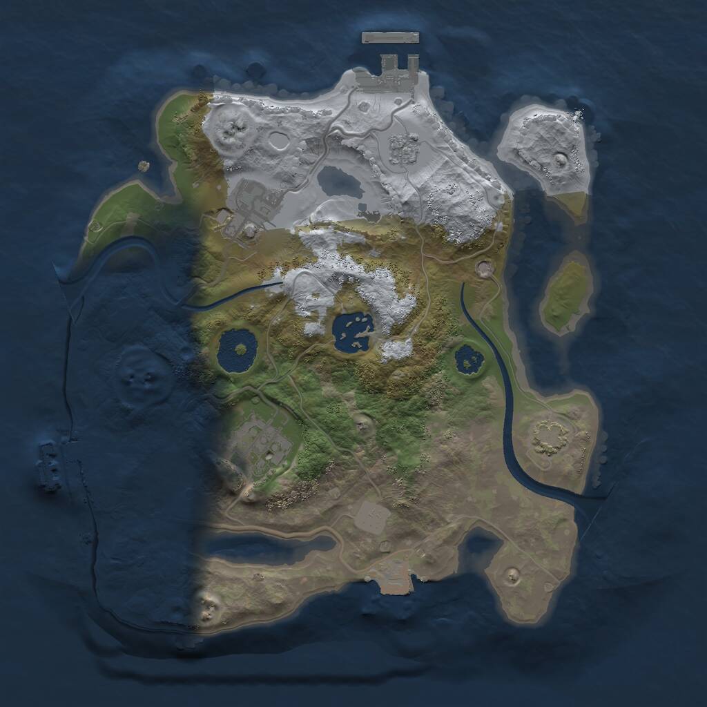 Rust Map: Procedural Map, Size: 2500, Seed: 592738014, 8 Monuments