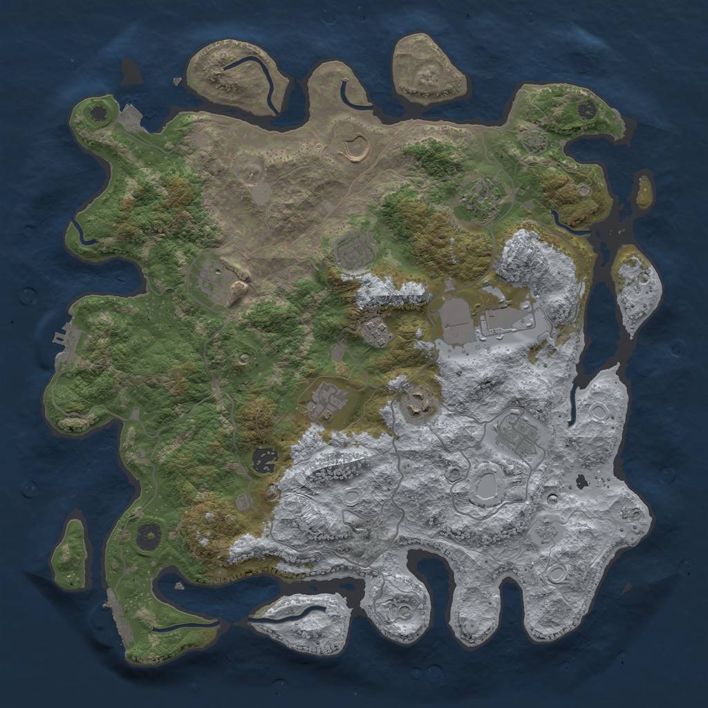 Rust Map: Procedural Map, Size: 4000, Seed: 1386735562, 18 Monuments