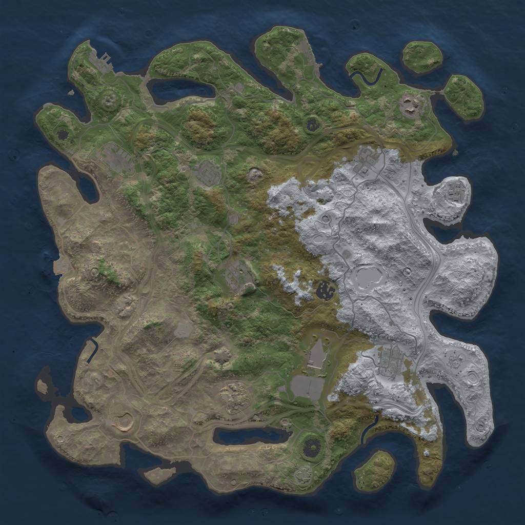 Rust Map: Procedural Map, Size: 4250, Seed: 70245396, 19 Monuments