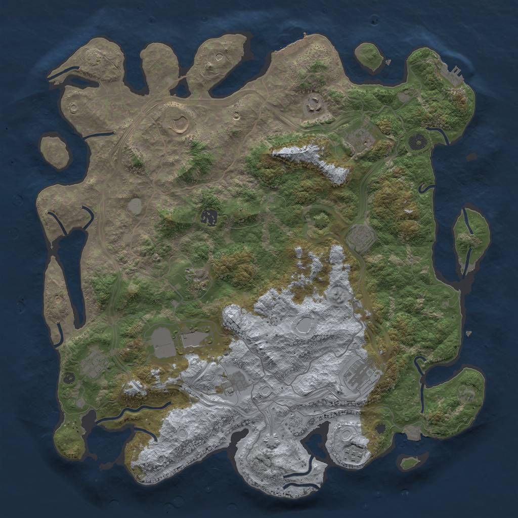 Rust Map: Procedural Map, Size: 4500, Seed: 1174415996, 19 Monuments