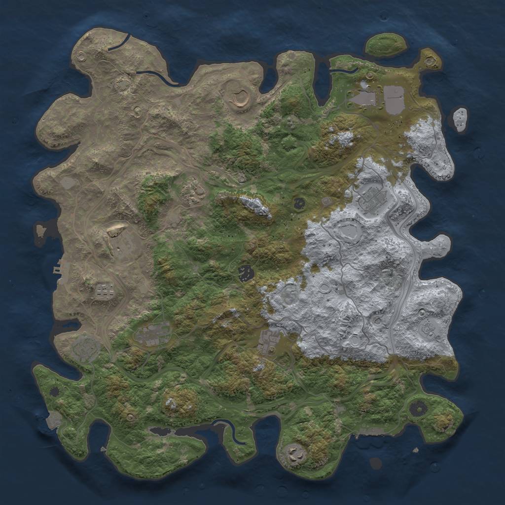 Rust Map: Procedural Map, Size: 4500, Seed: 113810751, 19 Monuments