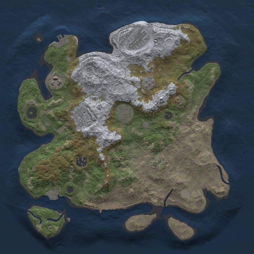 Rust Map: Procedural Map, Size: 3300, Seed: 129451799, 14 Monuments