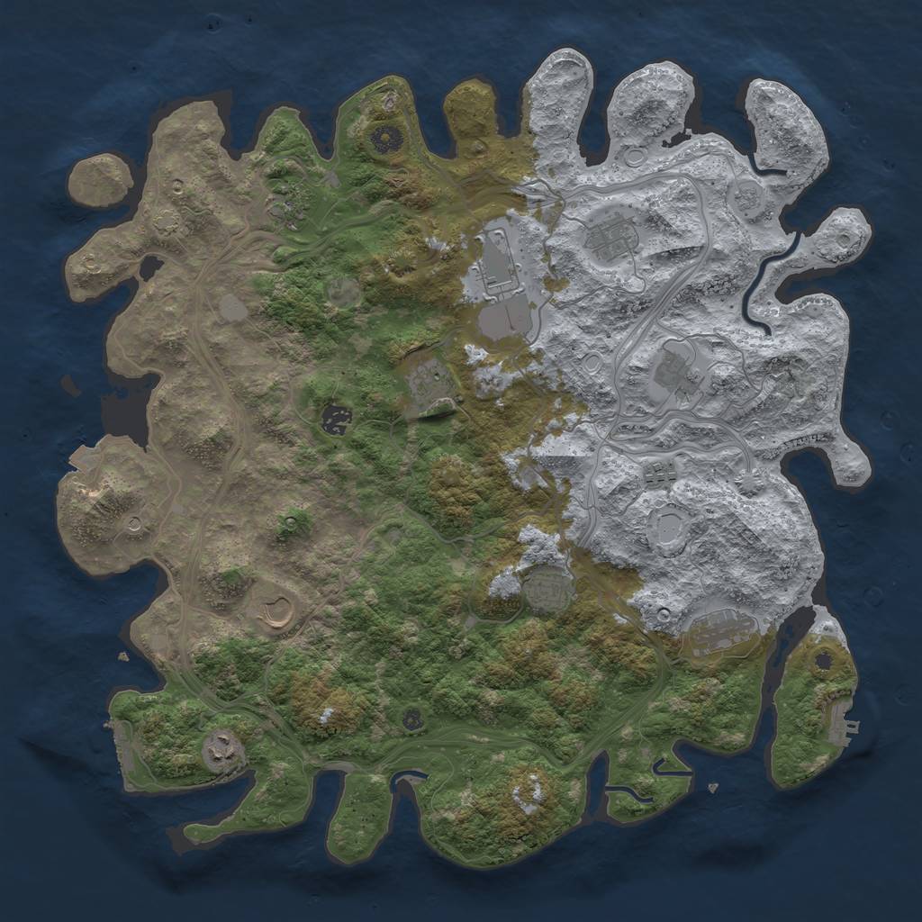 Rust Map: Procedural Map, Size: 4500, Seed: 984827529, 19 Monuments