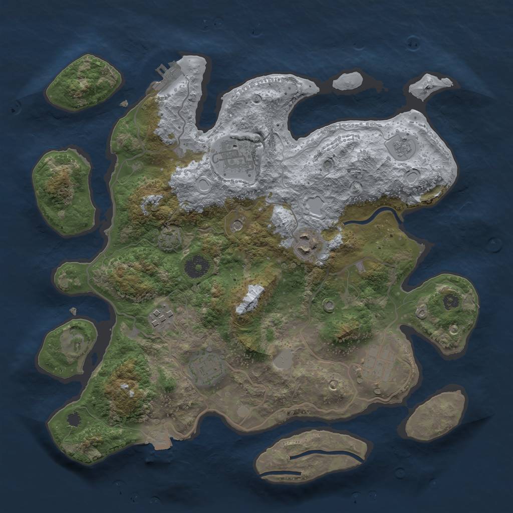 Rust Map: Procedural Map, Size: 3300, Seed: 1648350564, 12 Monuments