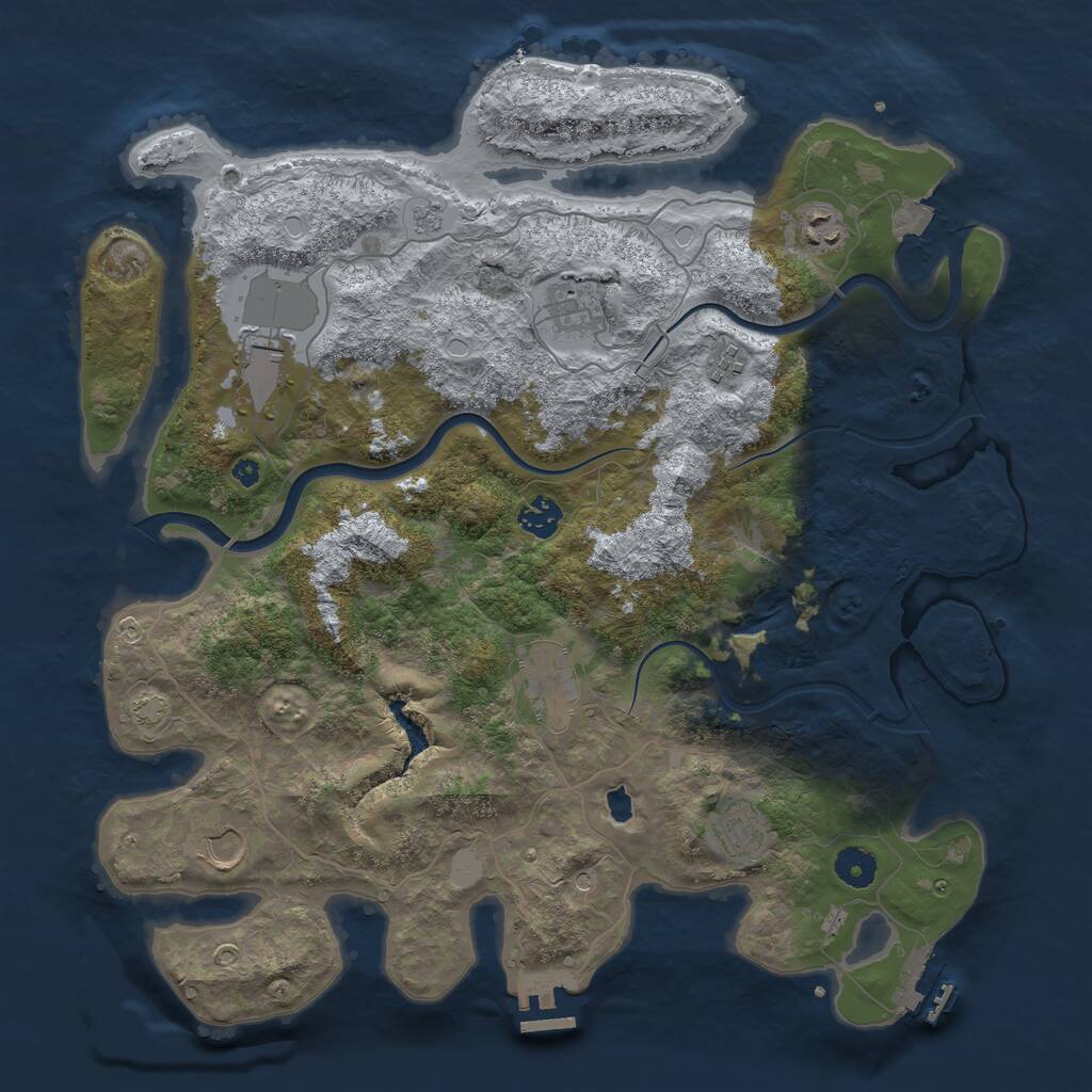 Rust Map: Procedural Map, Size: 4000, Seed: 162529773, 14 Monuments