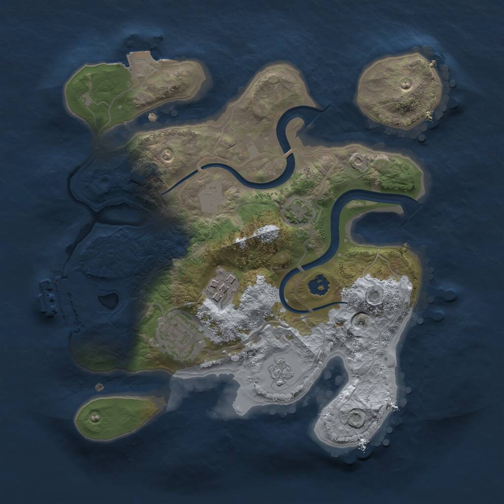 Rust Map: Procedural Map, Size: 2450, Seed: 1734289742, 6 Monuments