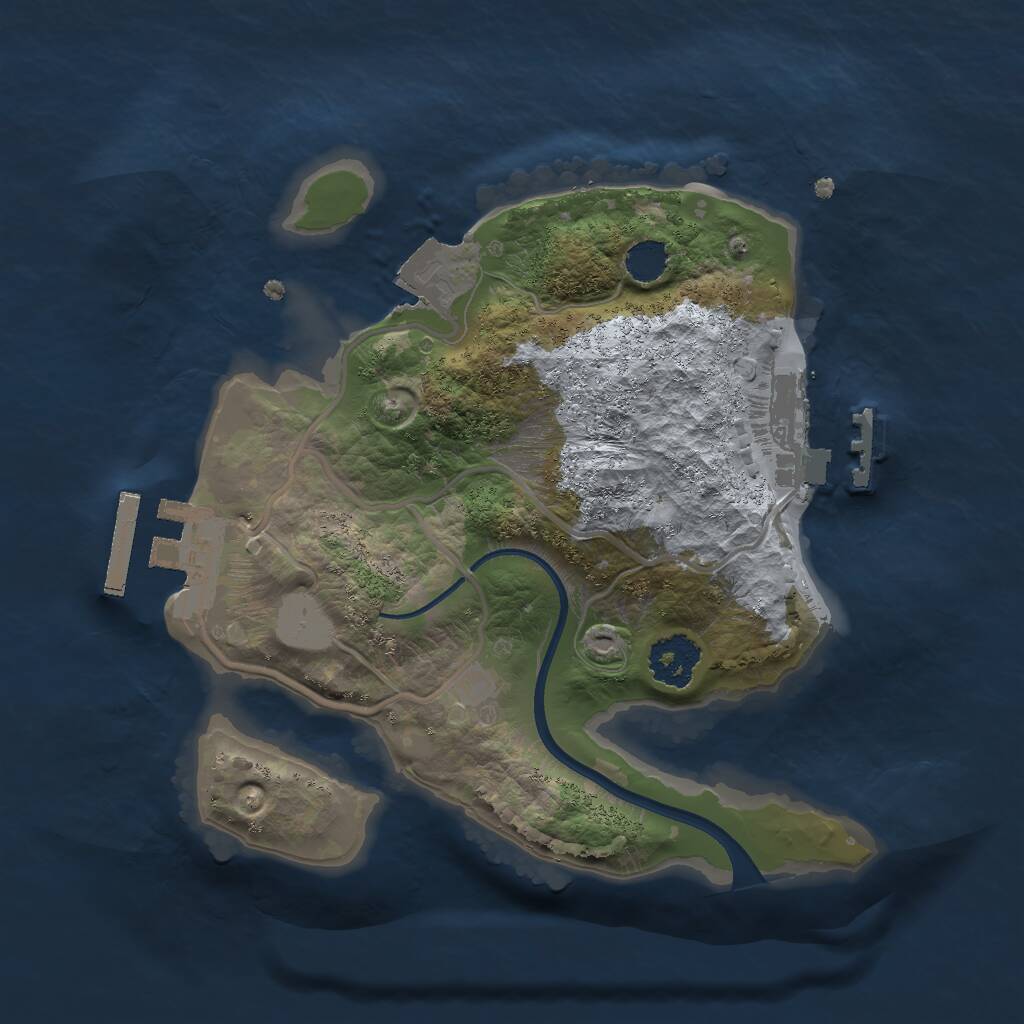 Rust Map: Procedural Map, Size: 2000, Seed: 1316056317, 3 Monuments