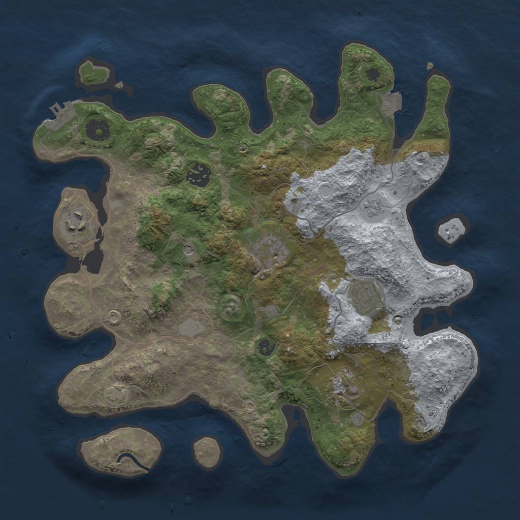 Rust Map: Procedural Map, Size: 3300, Seed: 542950545, 12 Monuments