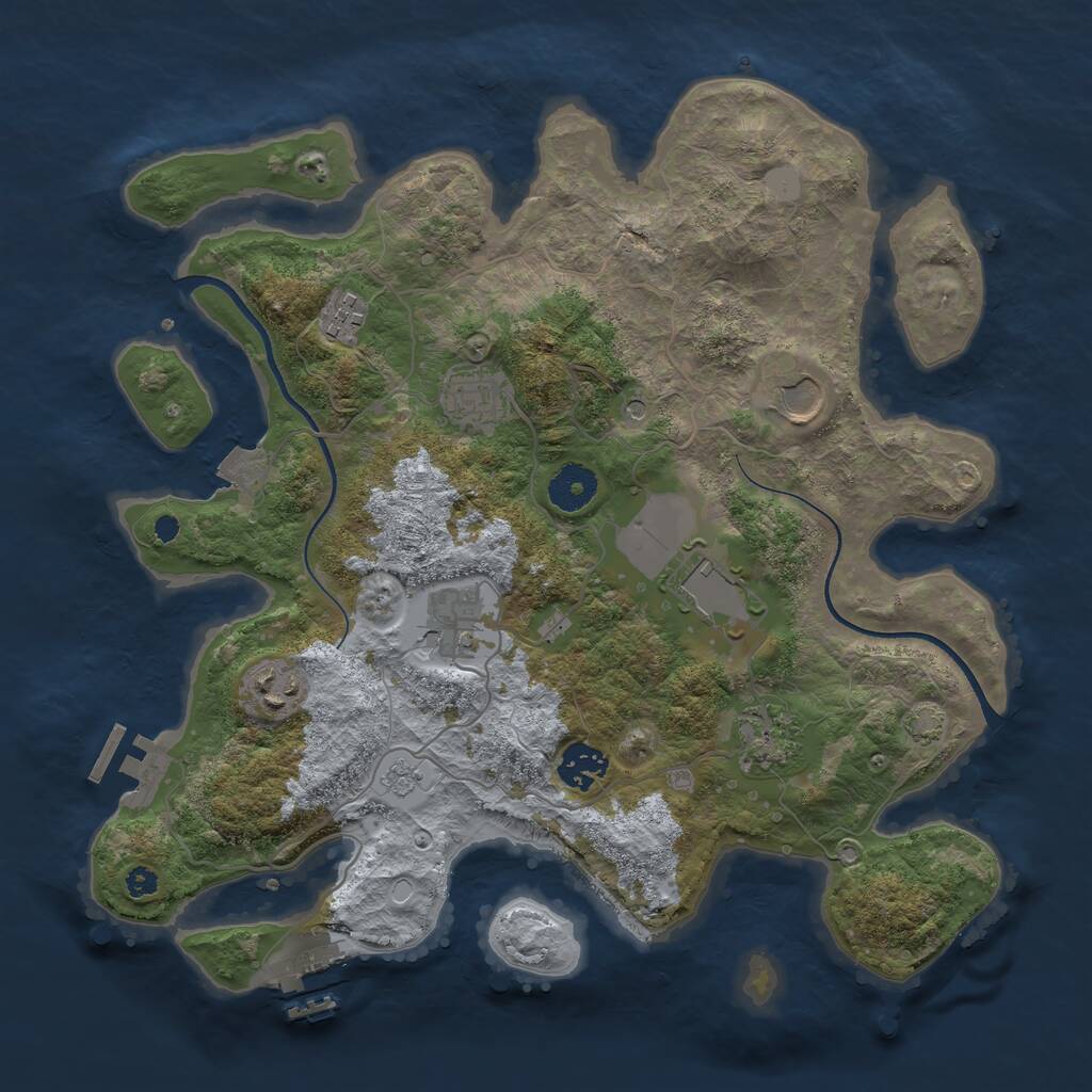 Rust Map: Procedural Map, Size: 3500, Seed: 2027104230, 14 Monuments