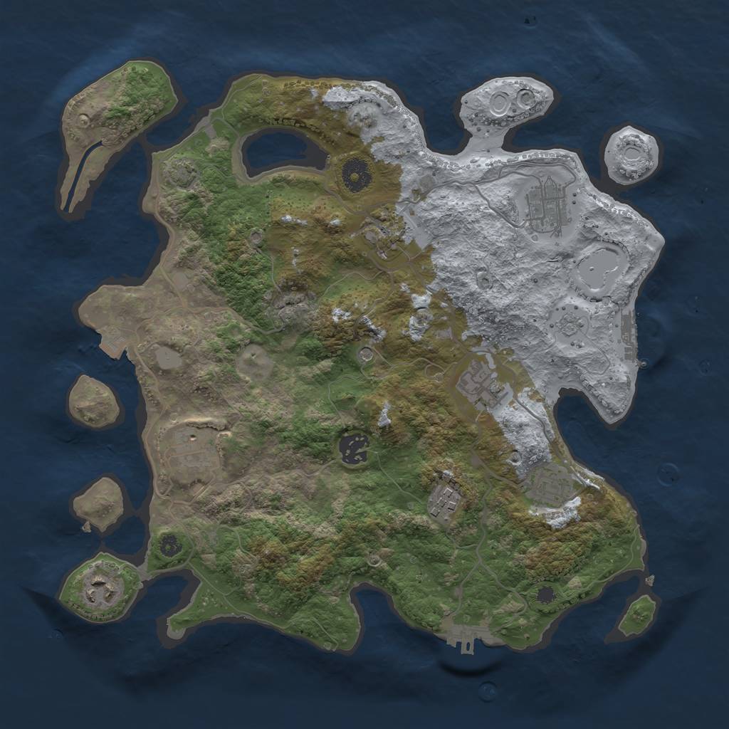 Rust Map: Procedural Map, Size: 3481, Seed: 123, 16 Monuments