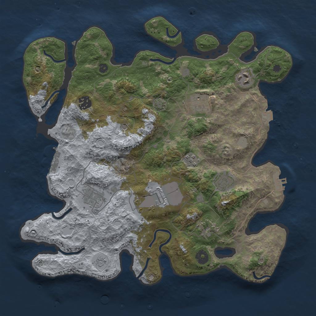 Rust Map: Procedural Map, Size: 3500, Seed: 822999428, 16 Monuments