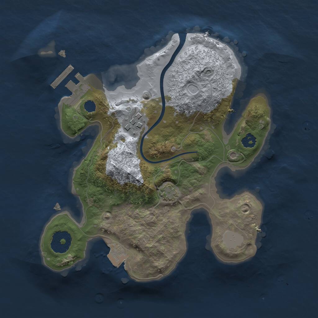 Rust Map: Procedural Map, Size: 2222, Seed: 1, 4 Monuments