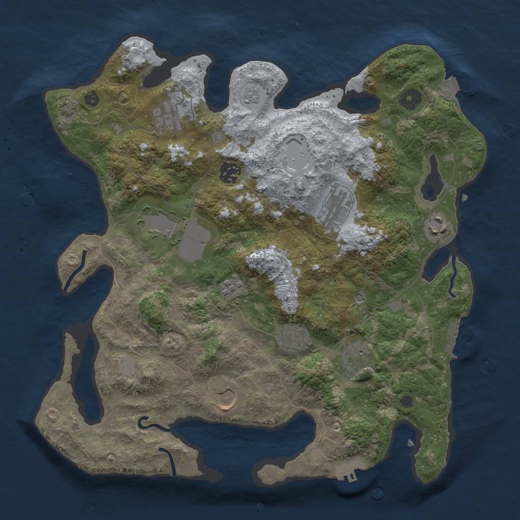 Rust Map: Procedural Map, Size: 3650, Seed: 226804410, 17 Monuments