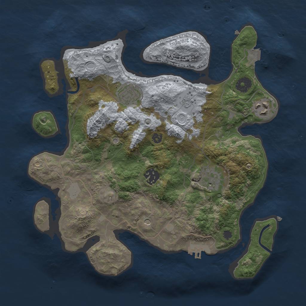 Rust Map: Procedural Map, Size: 3000, Seed: 764343837, 10 Monuments