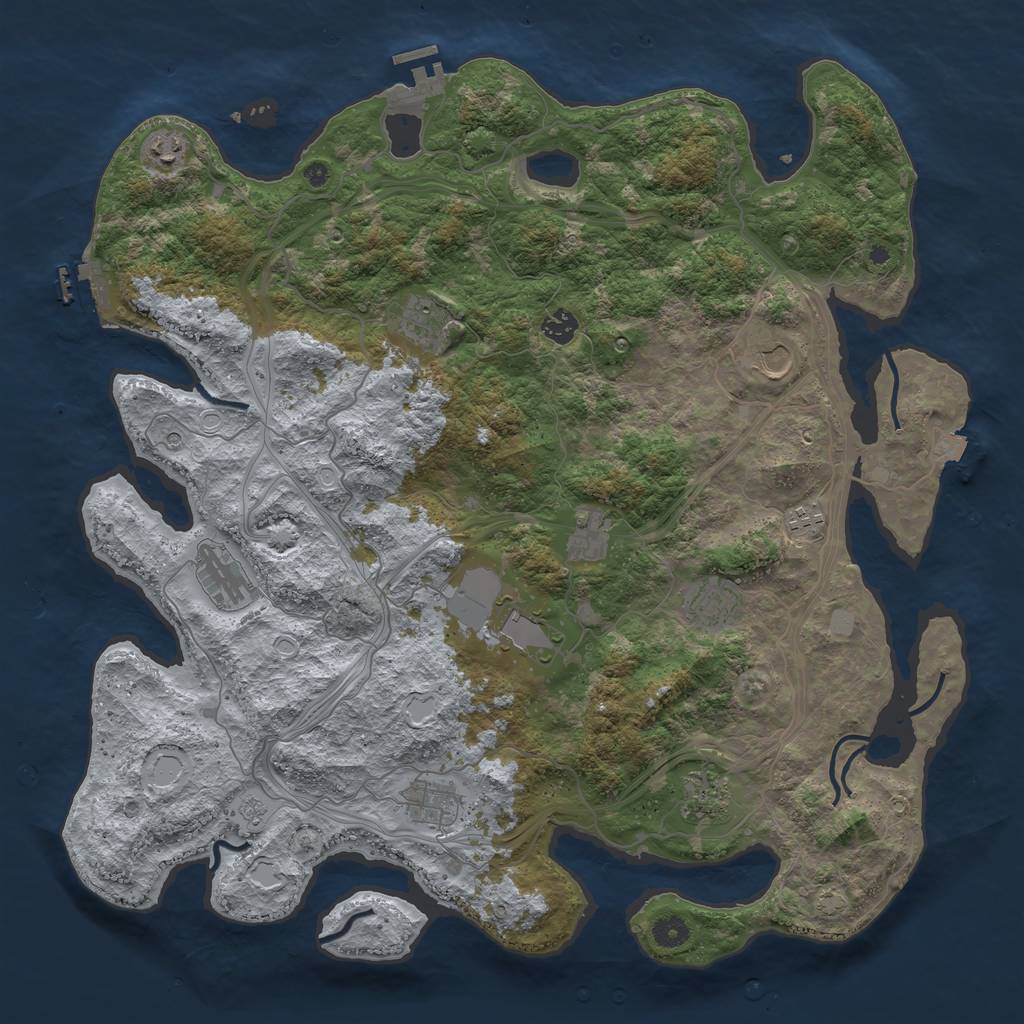 Rust Map: Procedural Map, Size: 4500, Seed: 5352680, 19 Monuments