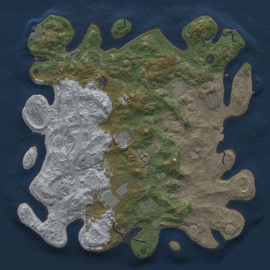 Rust Map: Procedural Map, Size: 4500, Seed: 1351924078, 19 Monuments