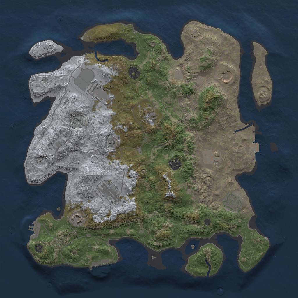 Rust Map: Procedural Map, Size: 3700, Seed: 181908186, 17 Monuments