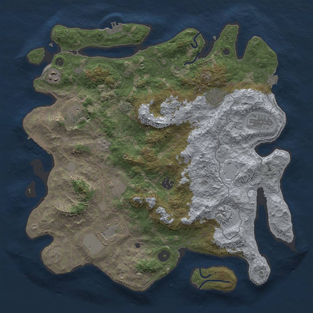 Rust Map: Procedural Map, Size: 4000, Seed: 1754679644, 17 Monuments