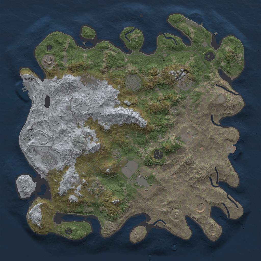 Rust Map: Procedural Map, Size: 4000, Seed: 459600226, 19 Monuments