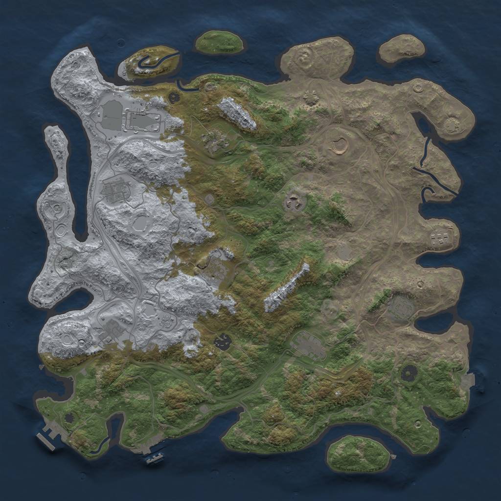 Rust Map: Procedural Map, Size: 4500, Seed: 732184002, 19 Monuments