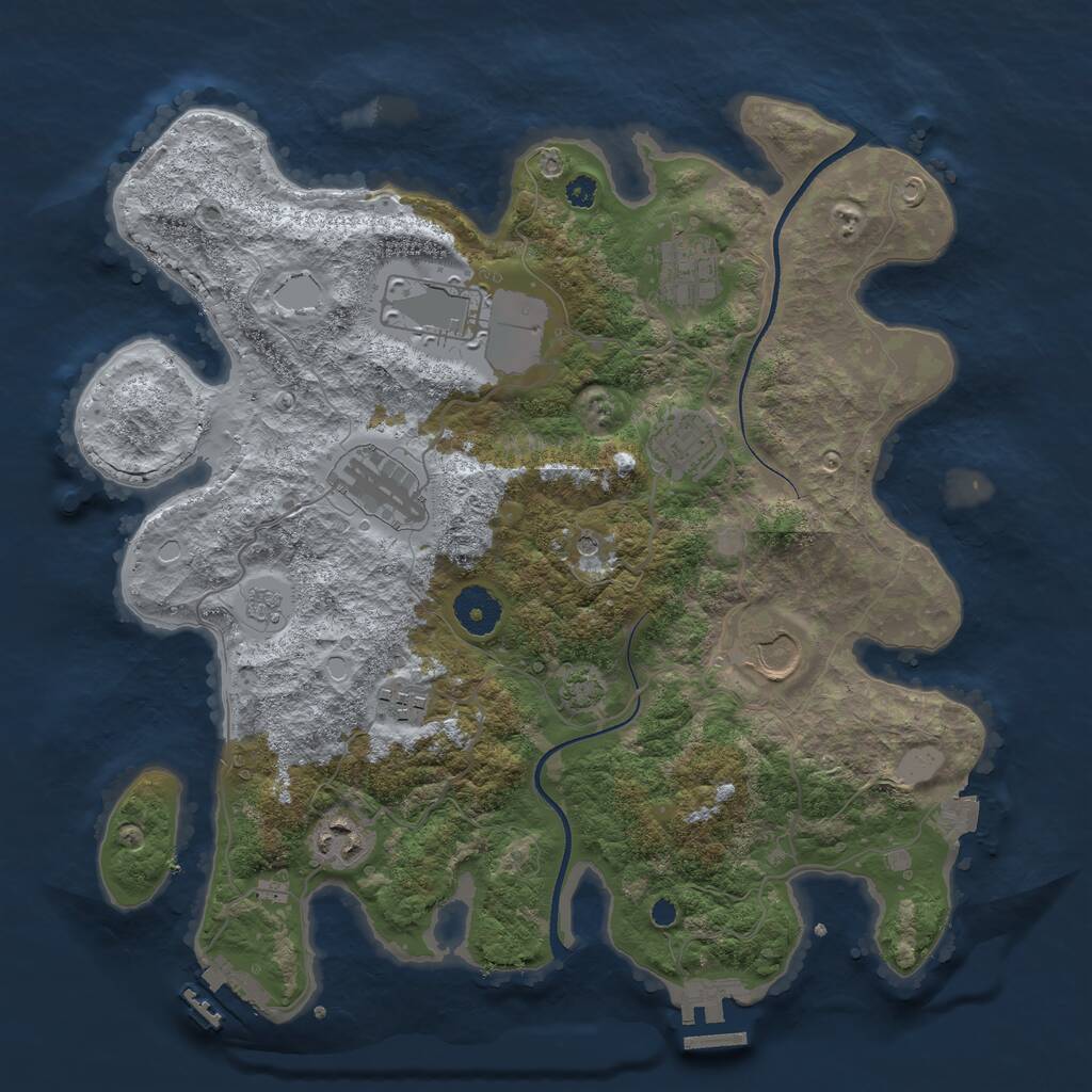 Rust Map: Procedural Map, Size: 3500, Seed: 2019980137, 13 Monuments