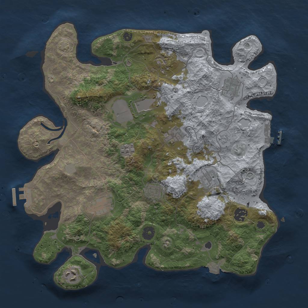 Rust Map: Procedural Map, Size: 3500, Seed: 67987040, 18 Monuments