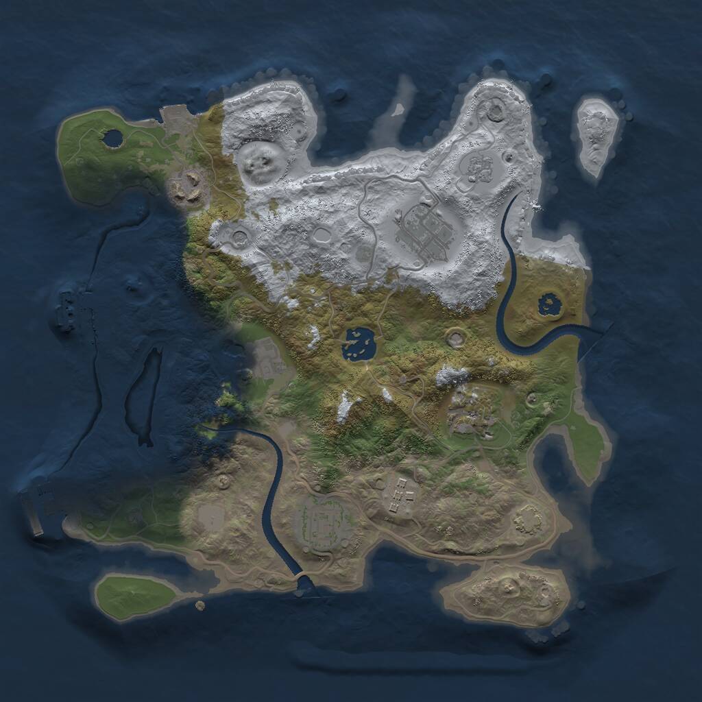Rust Map: Procedural Map, Size: 3000, Seed: 50900, 13 Monuments