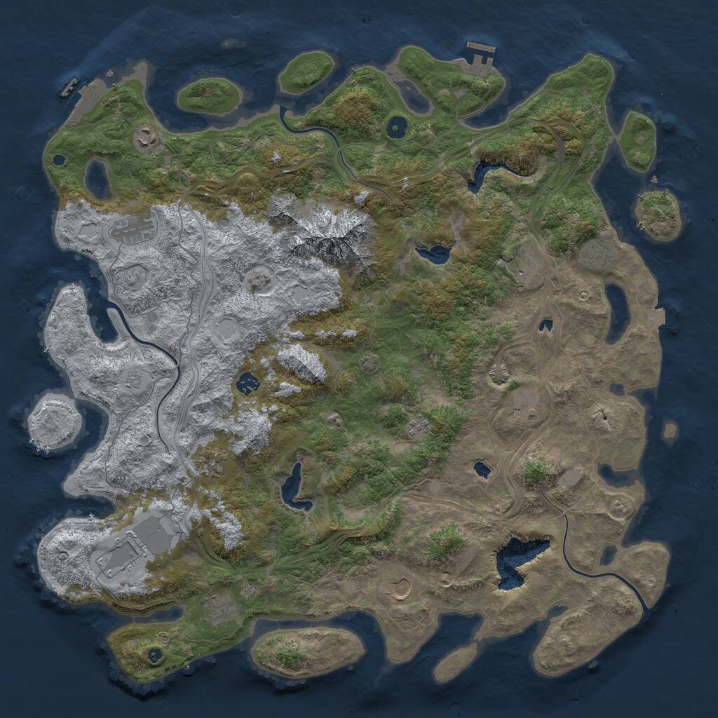 Rust Map: Procedural Map, Size: 5000, Seed: 2129592419, 17 Monuments