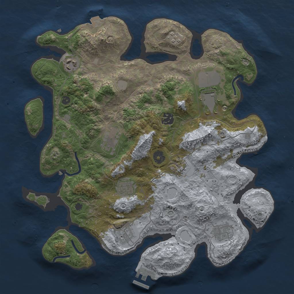 Rust Map: Procedural Map, Size: 3500, Seed: 611886127, 16 Monuments