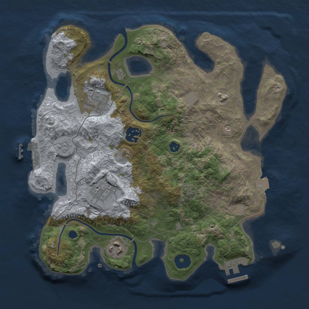Rust Map: Procedural Map, Size: 3000, Seed: 483762080, 10 Monuments